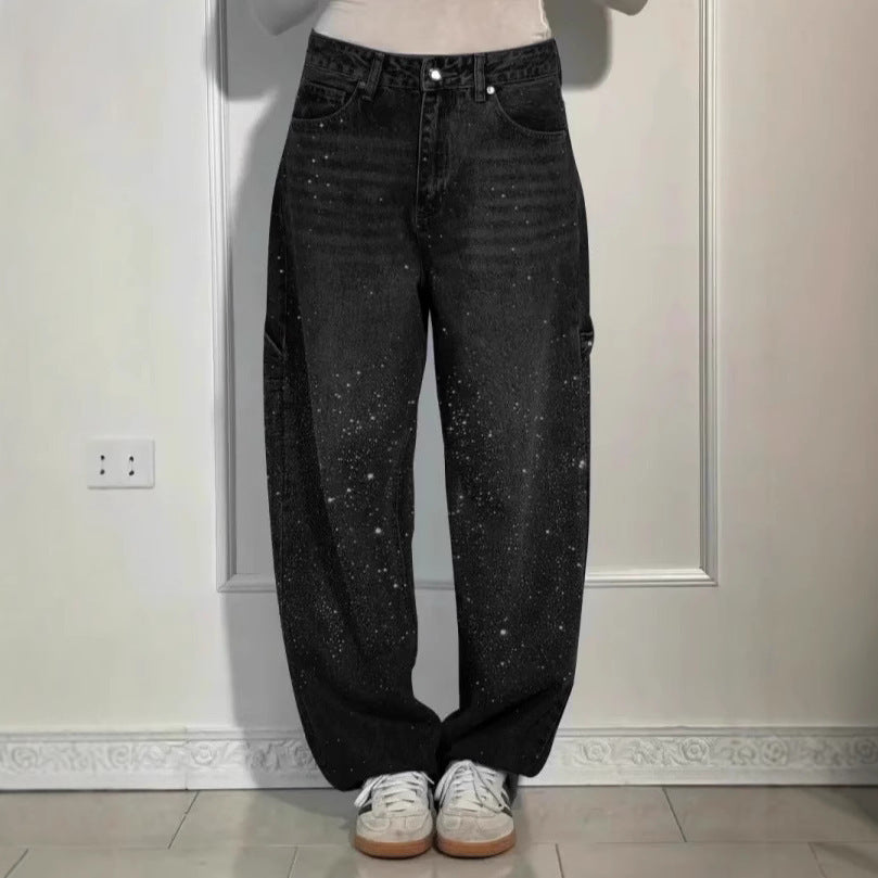 Kvinder Glitrende Baggy Jeans Stilla