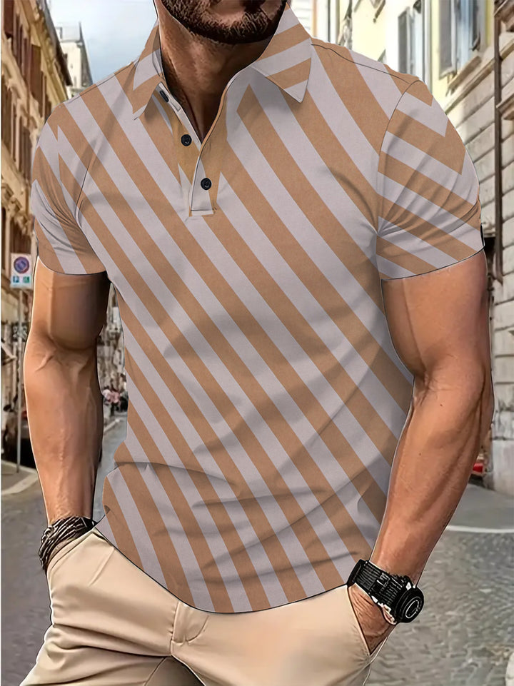 Herrer poloshirt med moderne diagonale striber Stilla