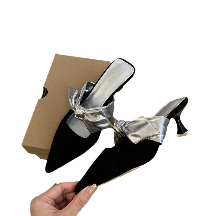 Dame elegante spidse Mules med sløjfeaccent Stilla