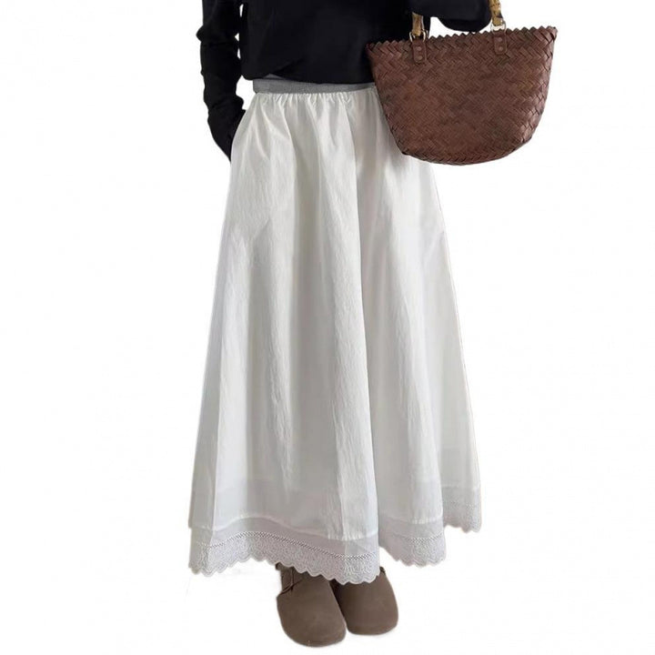 Dame Elegant Lang Maxi-Nederdel med bølget Kant Stilla