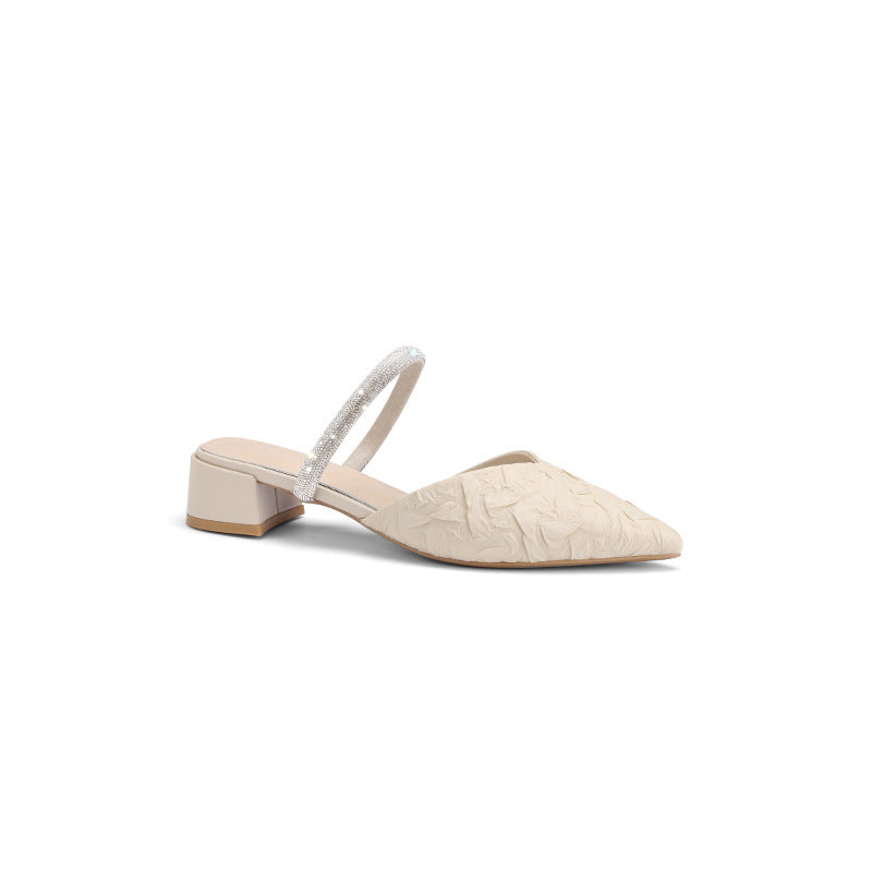 Dame Sling-Pumps med kunstneriske teksturer og moderigtige glimmerrem Stilla