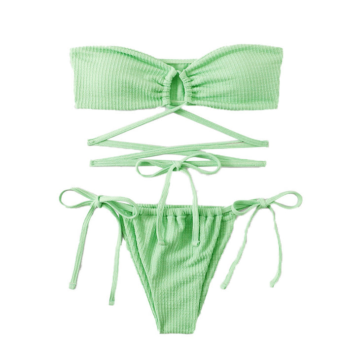 Dame bandeau-bikini med raffineret skæring og justerbare bånd Stilla