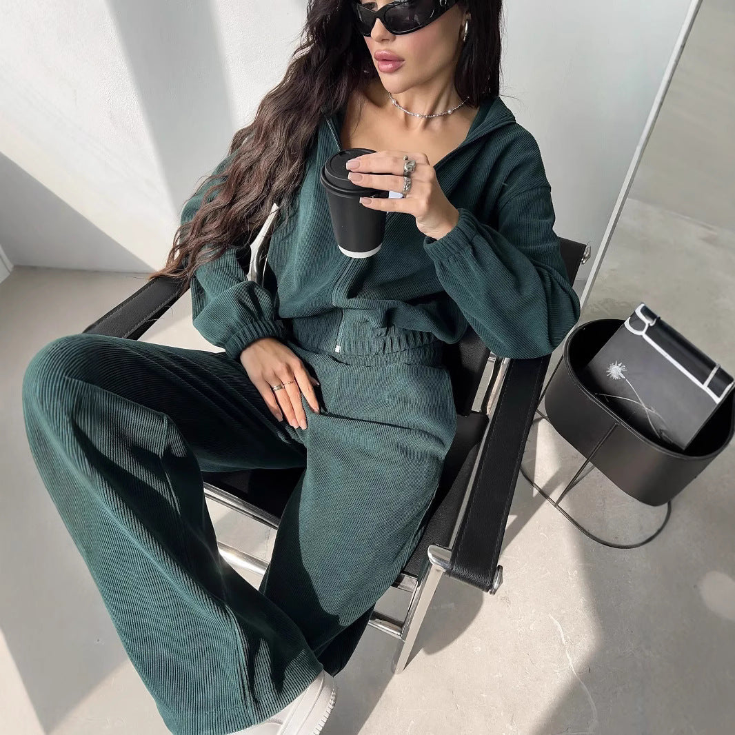 Kvinders cropped sweatshirt med lynlås og elastisk talje