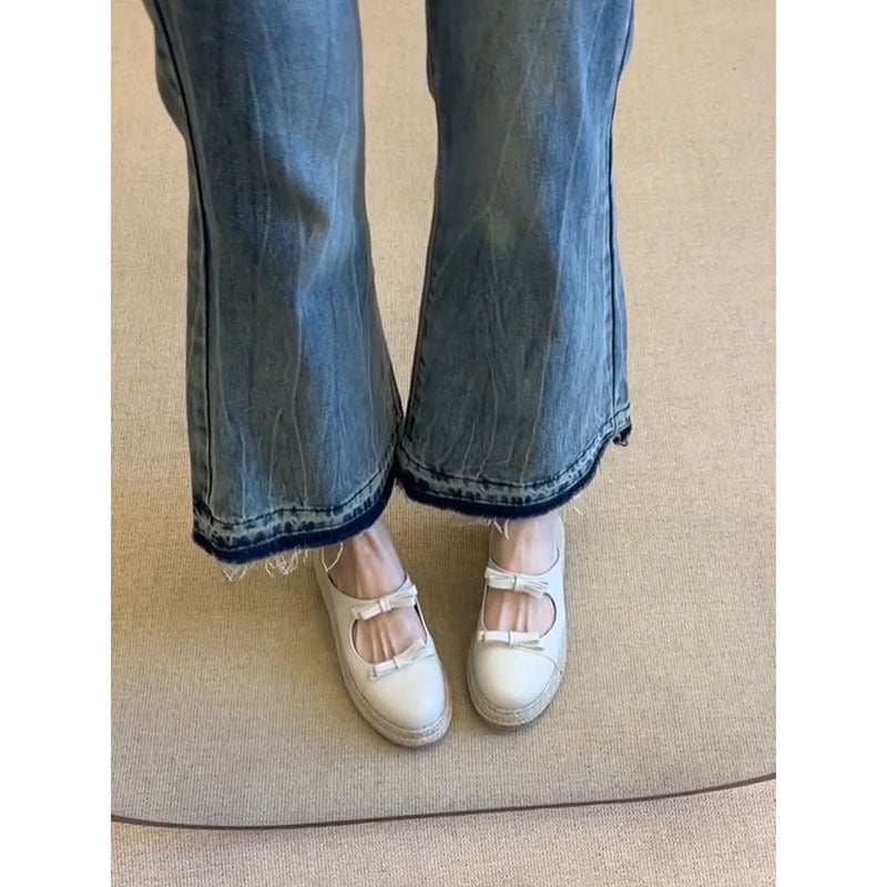 Dame Vintage-stil Mary Jane Espadrille Flats Stilla