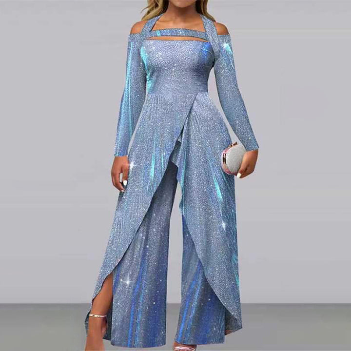 Dame Glamourøst Funktionsjumpsuit med skinnende effekt og elegant design Stilla