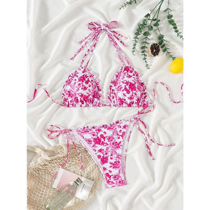 Dame Floral Flæse Strop Bikini Sæt Stilla