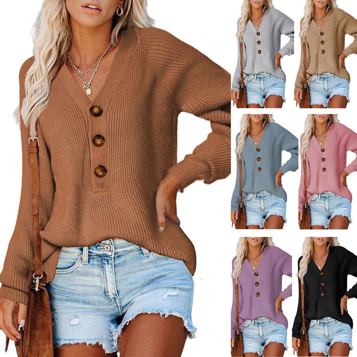 Dame V-hals Knap-Up Pullover Stilla