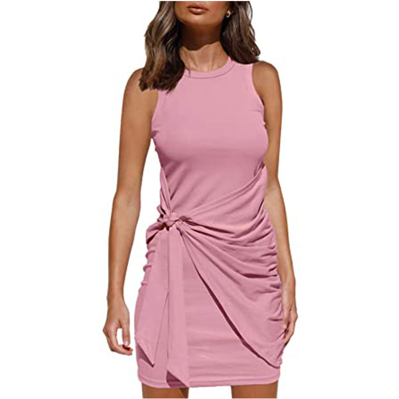 Dame ærmeløst omslagskjole med sidelægger-detaljer Stilla