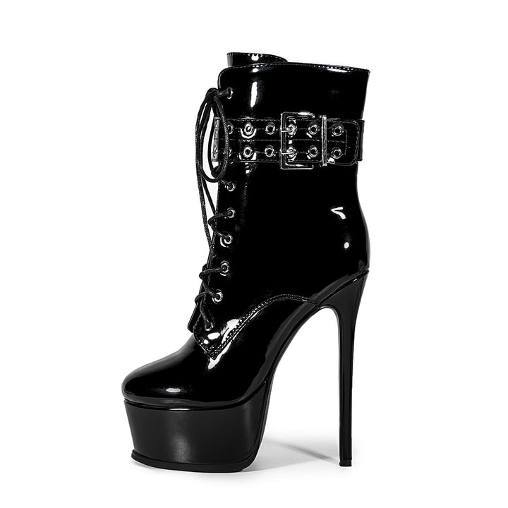 Femme High-Shine Platform Snørebånd Støvletter Stilla