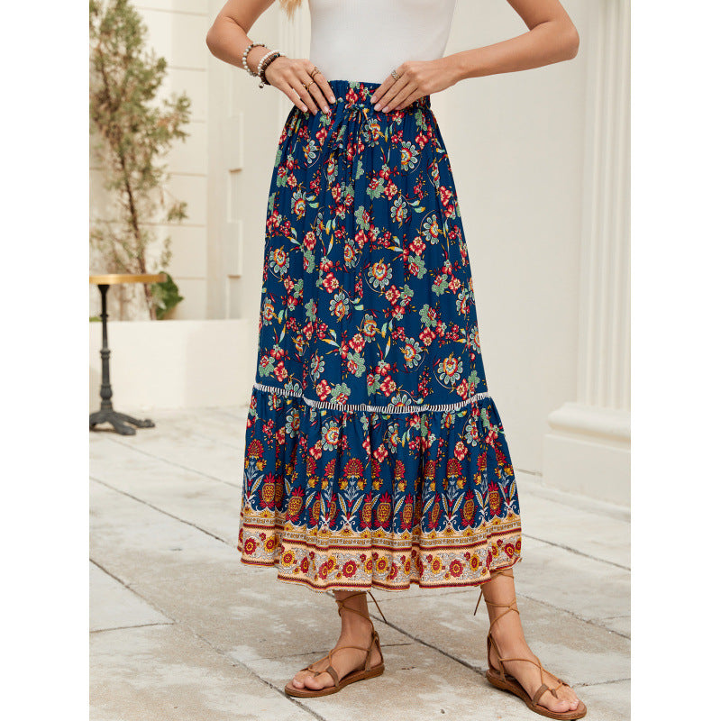 Femme gestufter Bohemian Maxi Nederdel Stilla