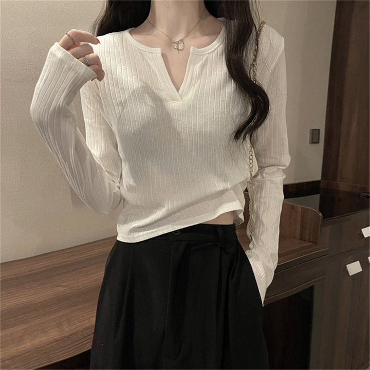 Femme Ribbet Langærmet Henley-Top Stilla