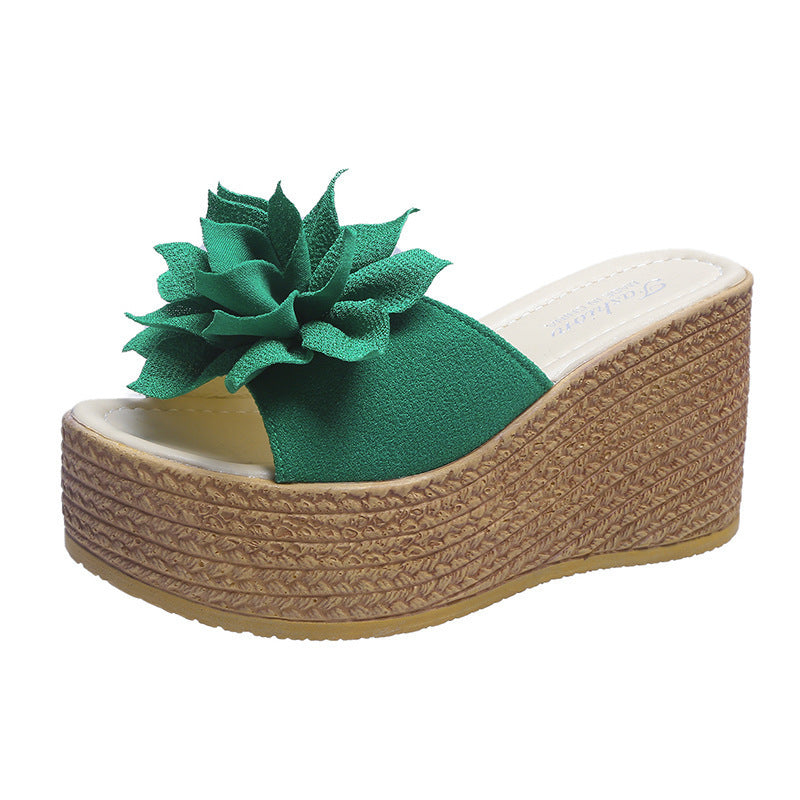 Dame platform sandaler med blomsterdekoration og skridsikker sål Stilla