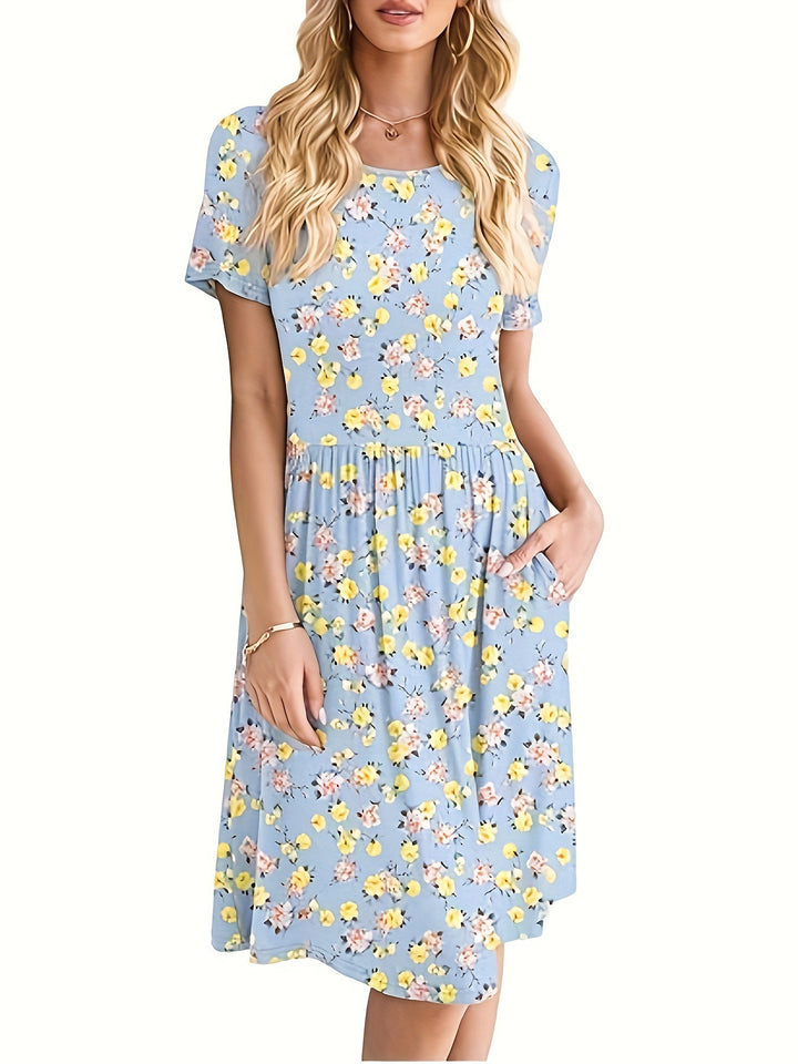 Dame blomster mønster midi kjole Stilla