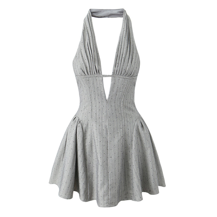 Femme Halter Neck Double Plunging A-linie Kjole Stilla