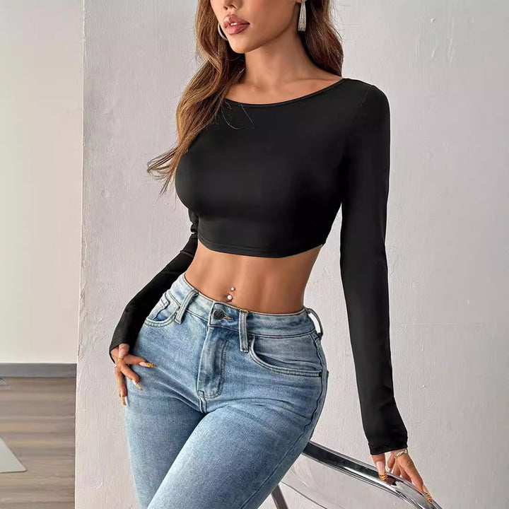 Kvinder cropped langærmet skjorte i minimalistisk design Stilla
