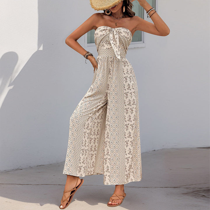 Femme Strapless Bohemian Trykt Jumpsuit Stilla