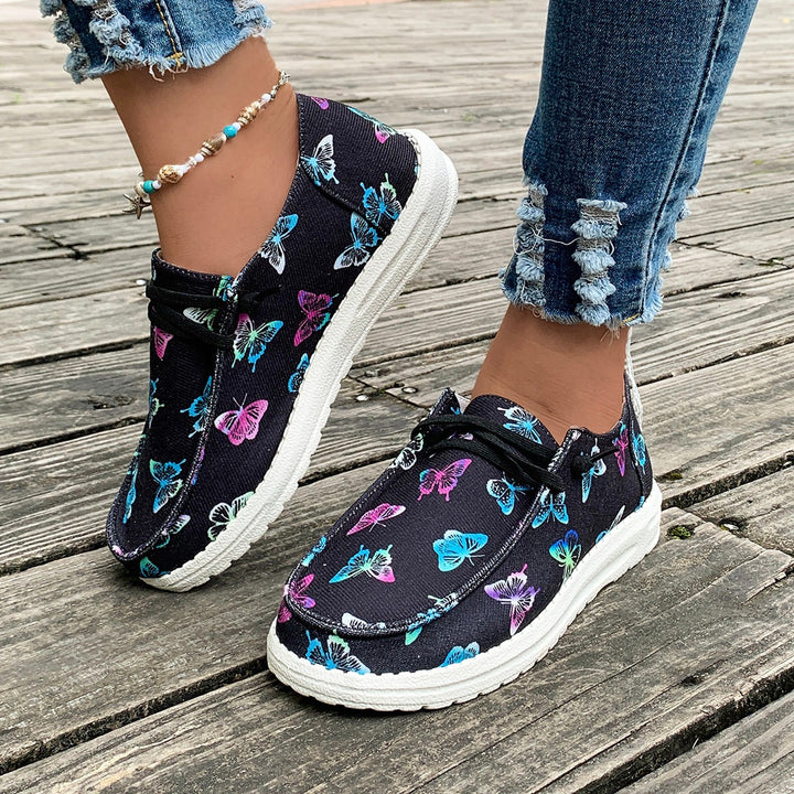 Dame Slip-On Sneakers med blomstret leopardprint og elastisk indtræk Stilla