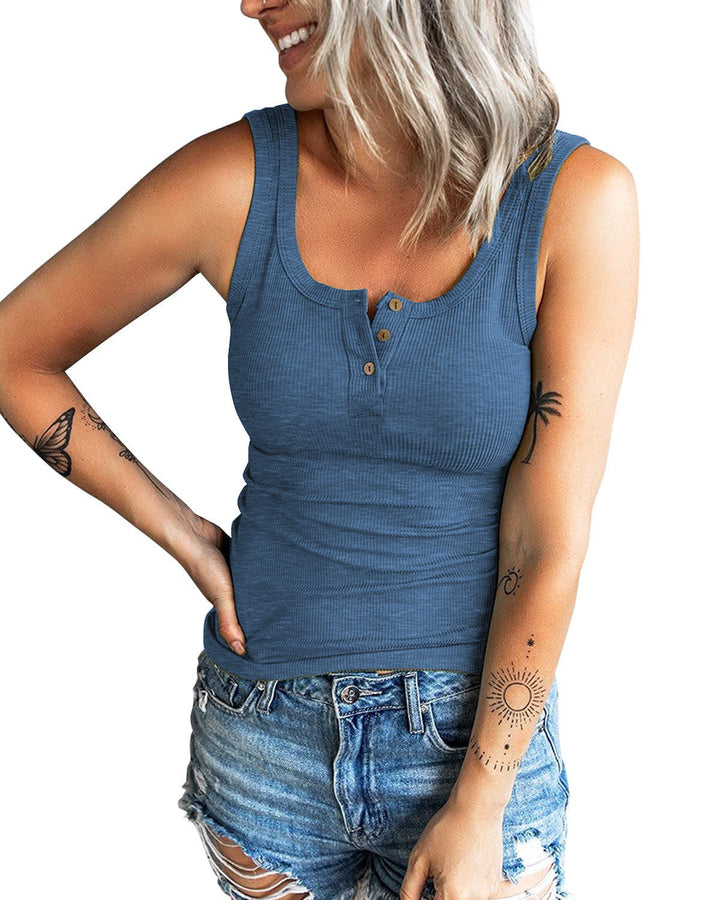 Dame Ribstrik Knap-Op Tanktop Stilla