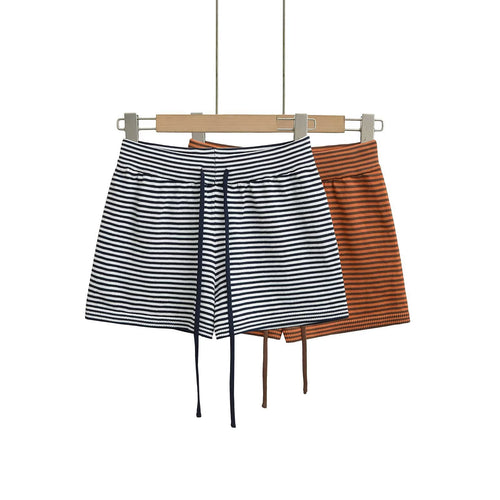 Dame Casual stribede shorts med snor i taljen Stilla