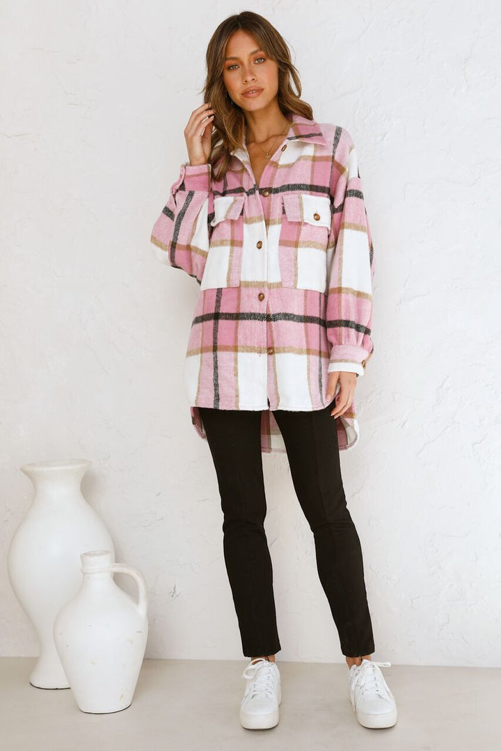 Dame Oversized Karoshirt med praktiske lommer Stilla