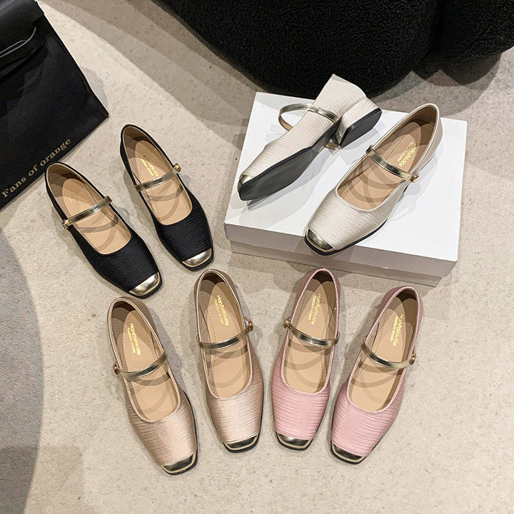 Damer elegante Mary Jane Ballerinas med metalliske accenter Stilla