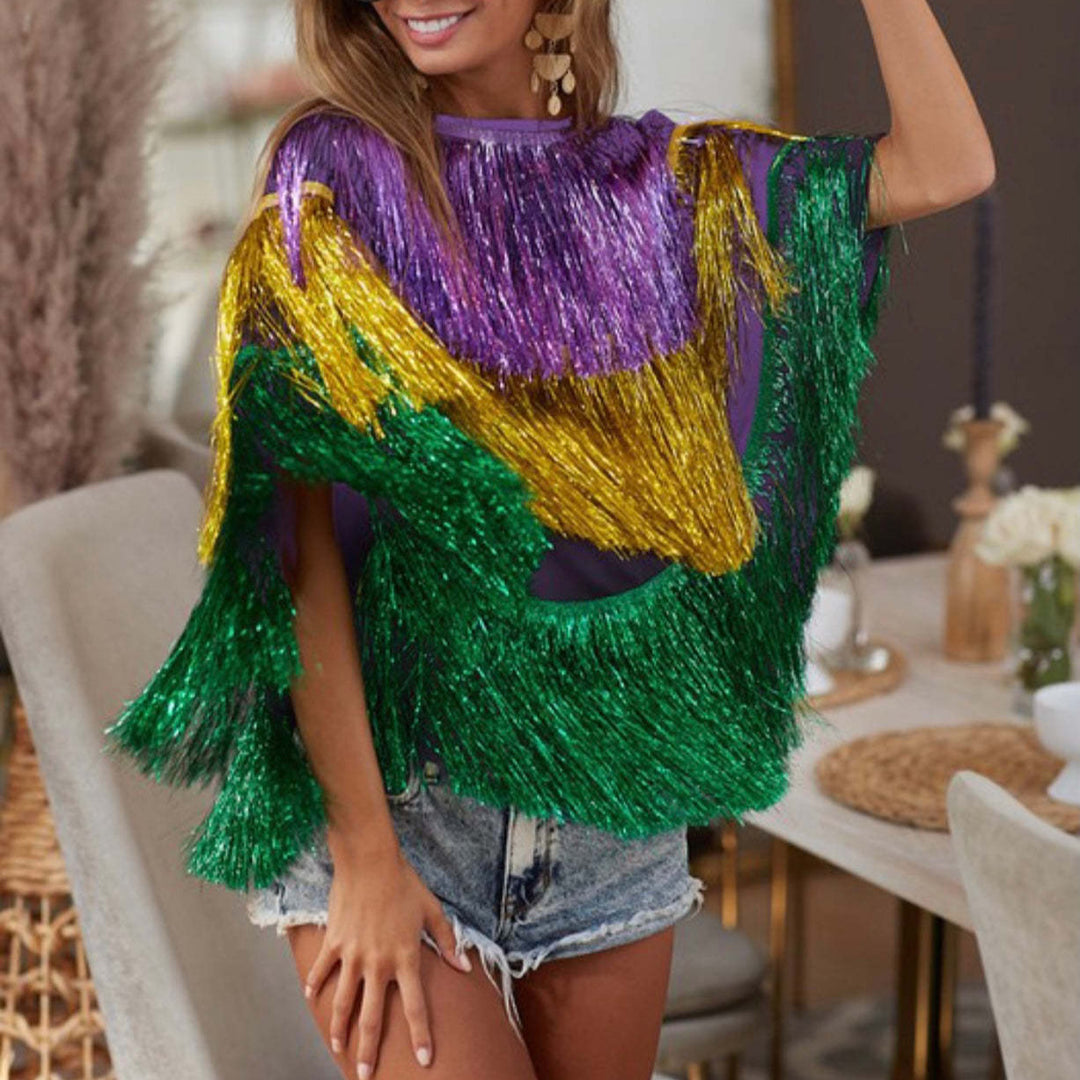Dame Trendy Festernederdel med glitrende frynser Stilla