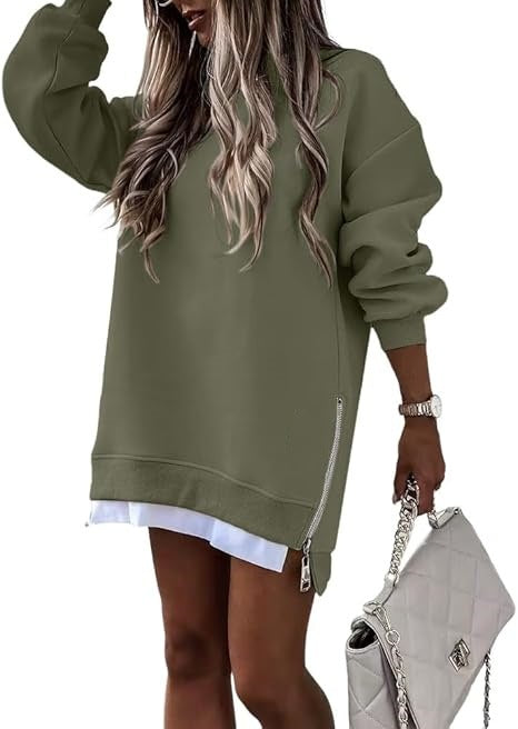 Dame casual sweatshirt med side lynlås og oversized pasform Stilla