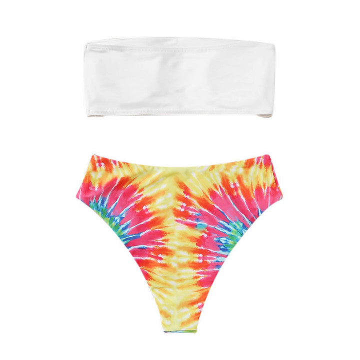 Dame bandeau-bikini i trendy batikmønster Skovae