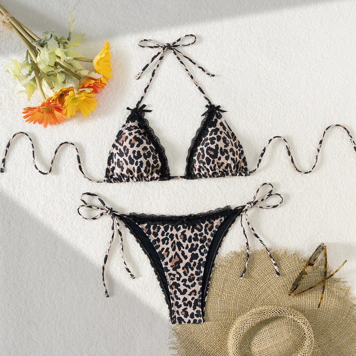 Dame triangle bikini med spids detaljer og justerbare stropper Skovae