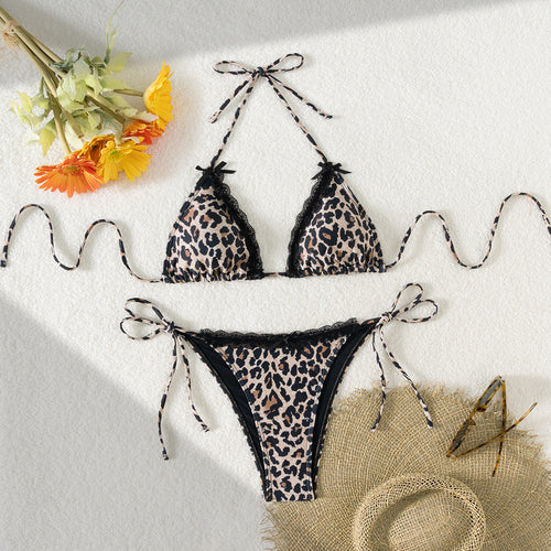 Dame triangle bikini med spids detaljer og justerbare stropper Skovae