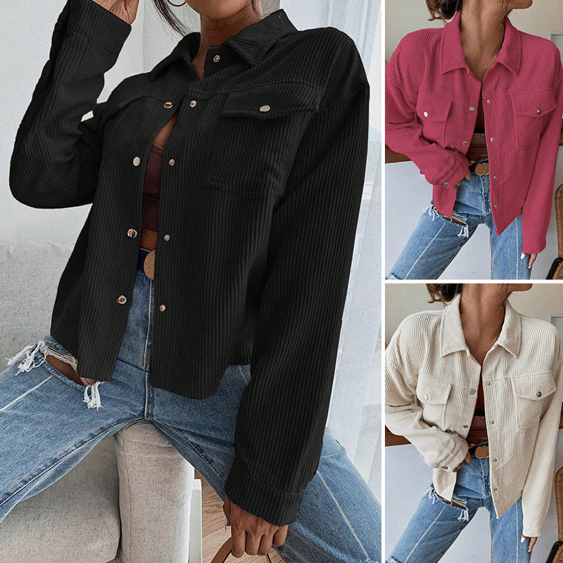 Dame afslappet cordjakke i oversized stil Stilla