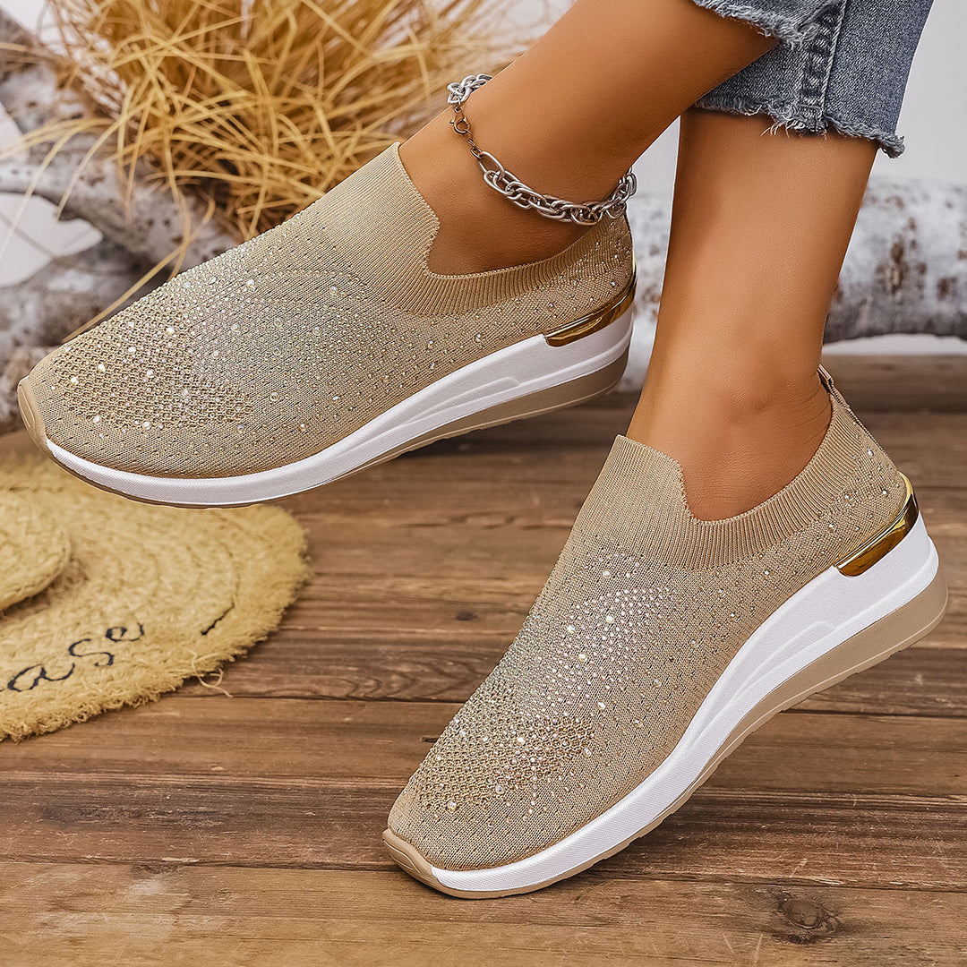 Dame Glitrende Slip-On Sneakers med behagelig sål og elastisk overdel Stilla