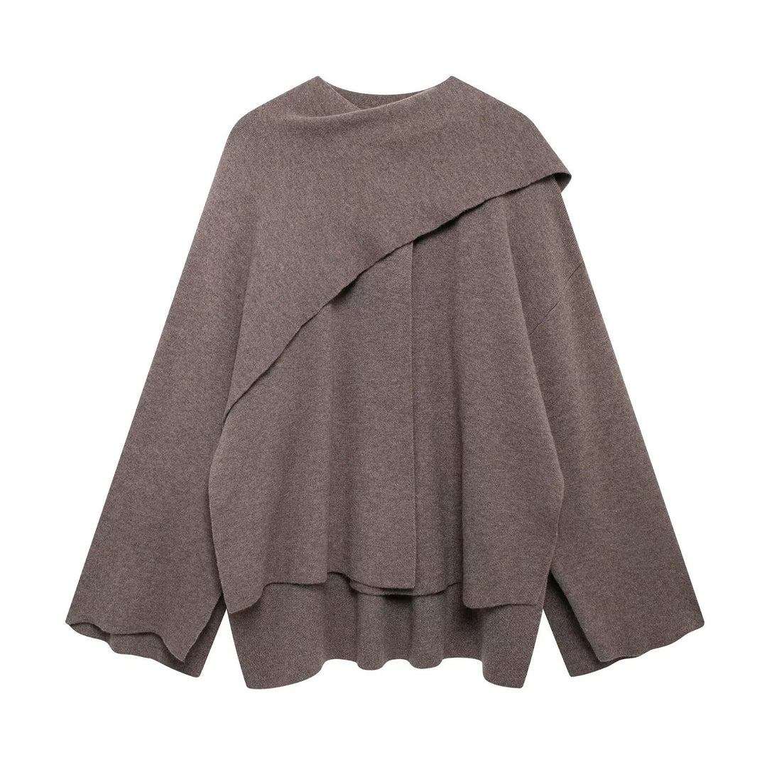 Dame elegant poncho med asymmetrisk snit og knappyntet forside Stilla