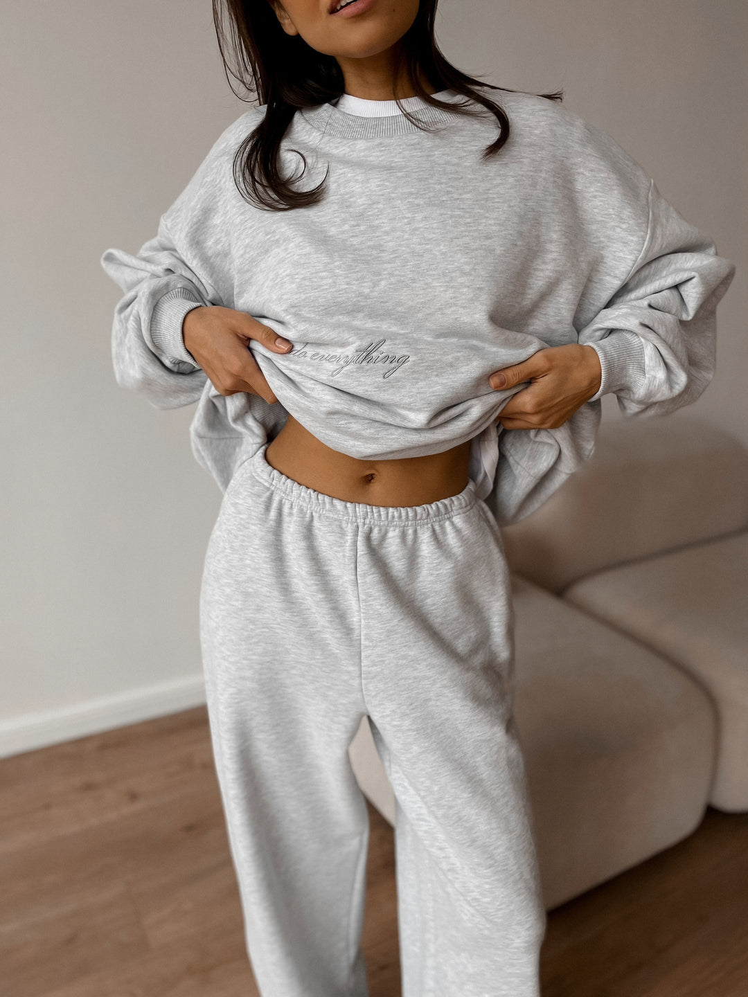 Kvindernes komfortable sweatshirt og bukser sæt med elastisk talje Skovae