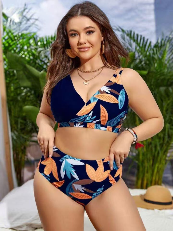 Dame bikini sæt med elegant V-design og høj talje cintur.