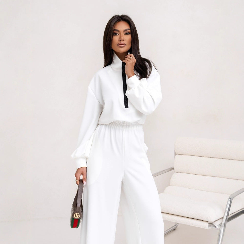 Dame Fashionable Jumpsuit med Ståkrave og Lynlås Stilla