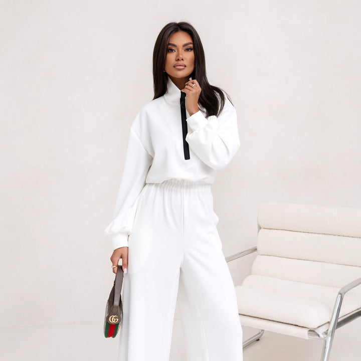 Dame Fashionable Jumpsuit med Ståkrave og Lynlås Stilla