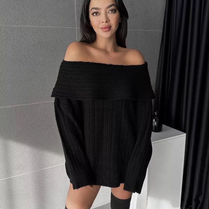 Femme Off-Shoulder Chunky Strikpullover Stilla