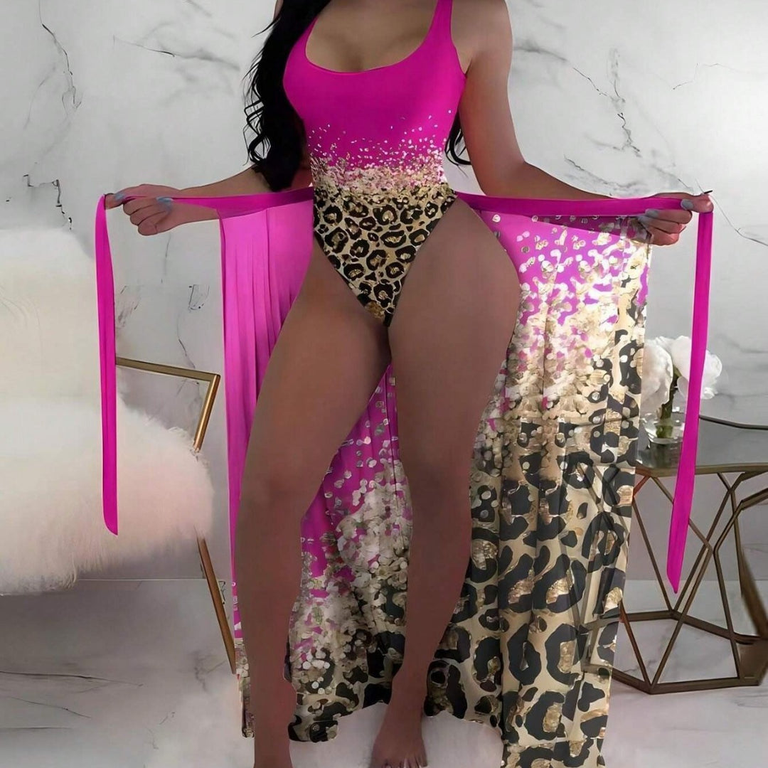 Femme Elegante Dyreprint Monokini med Transparent Dækning Stilla