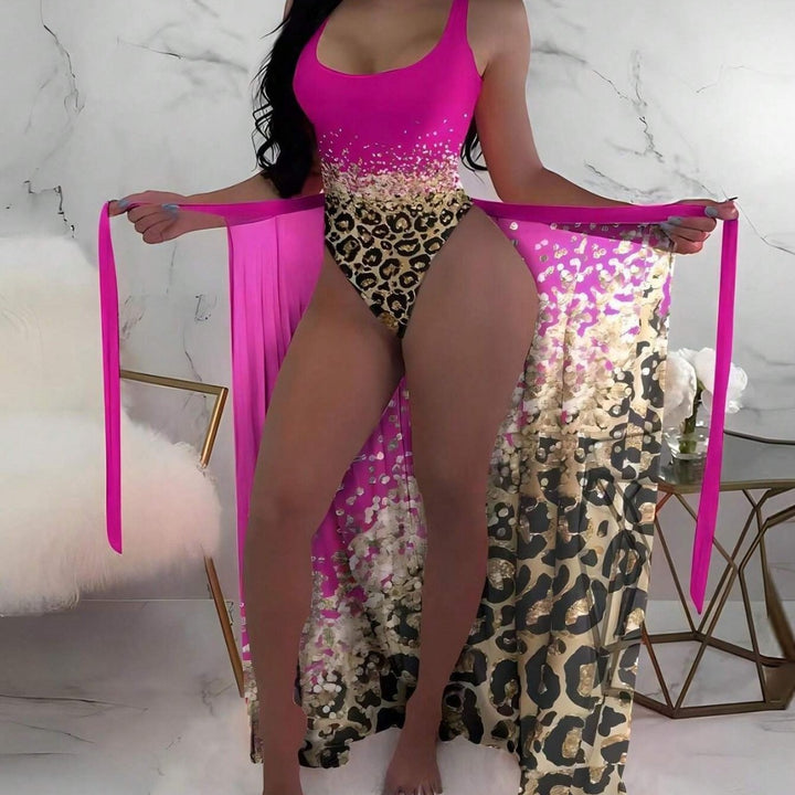 Femme Elegante Dyreprint Monokini med Transparent Dækning Stilla