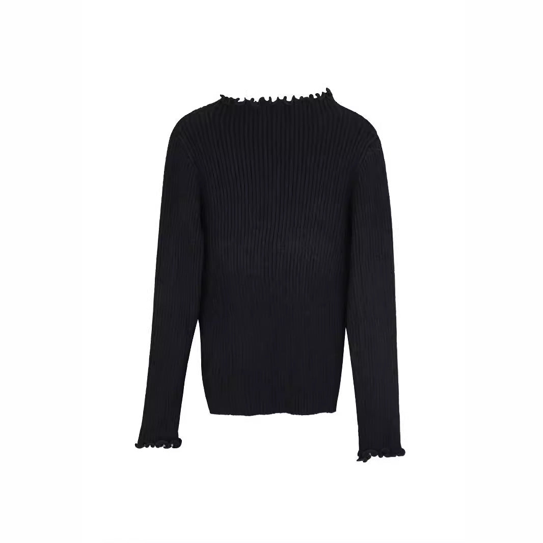 Dame elegant, langærmet sweater med ribstruktur og legende krave Stilla
