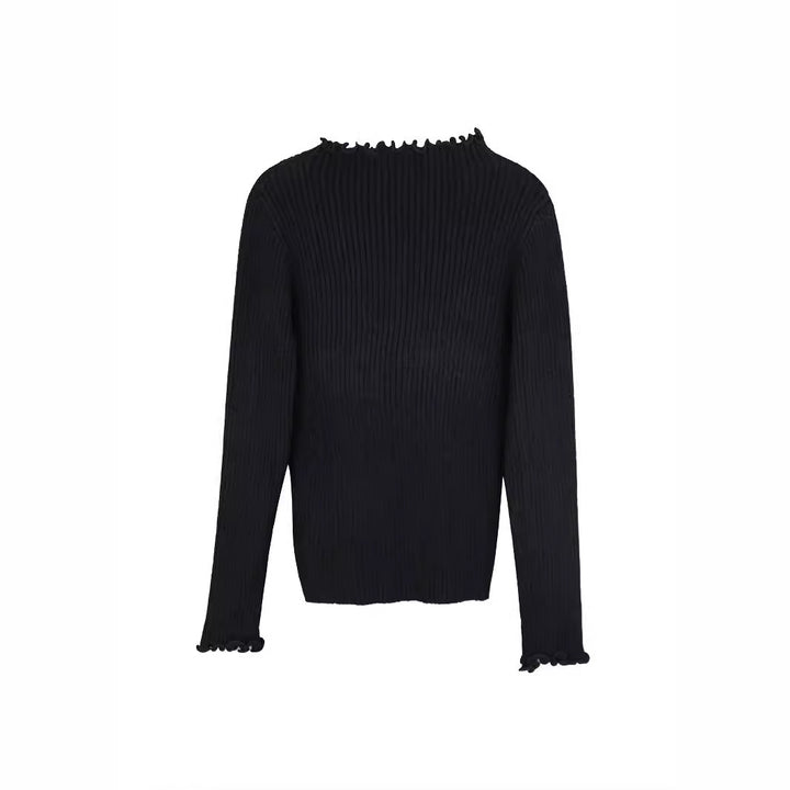 Dame elegant, langærmet sweater med ribstruktur og legende krave Stilla