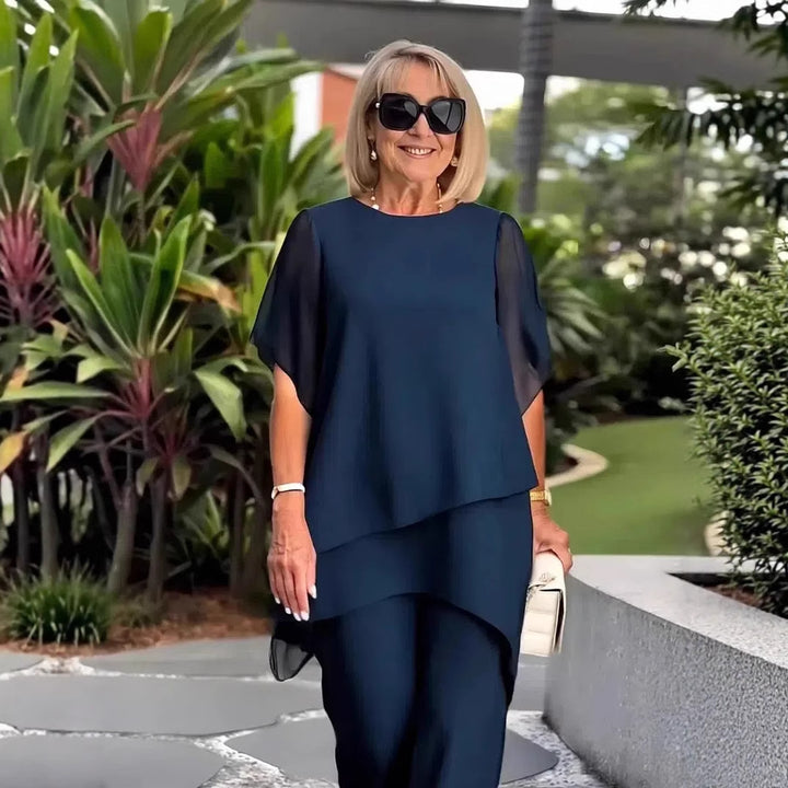 Dame Elegant Lagdelt Top og Bukser Sæt Stilla