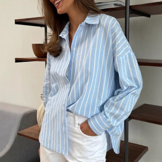 Damer casual stribet skjorte med oversized pasform Stilla