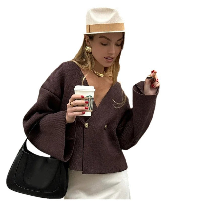 Kvinderne trendy cardigan med asymmetrisk snit og store knapper Stilla