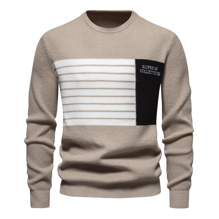 Herrer strikpullover med moderne stribemønster og unik tekstur Stilla