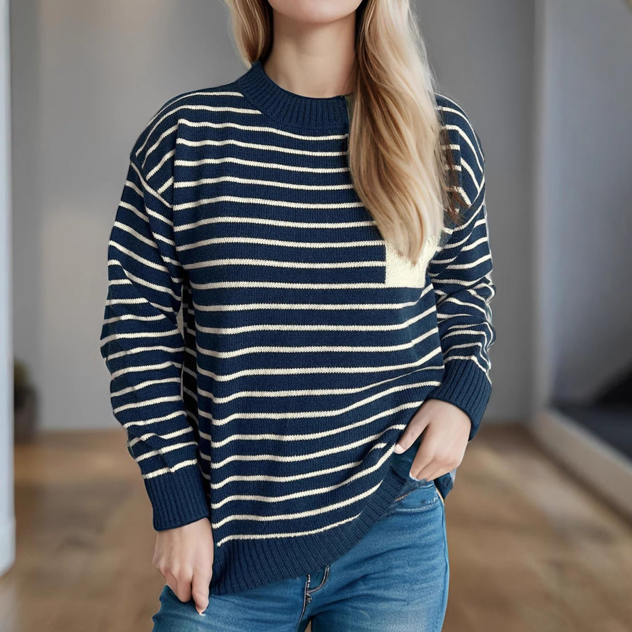 Kvinders stribede sweater med en afslappet pasform og brede ærmer Stilla