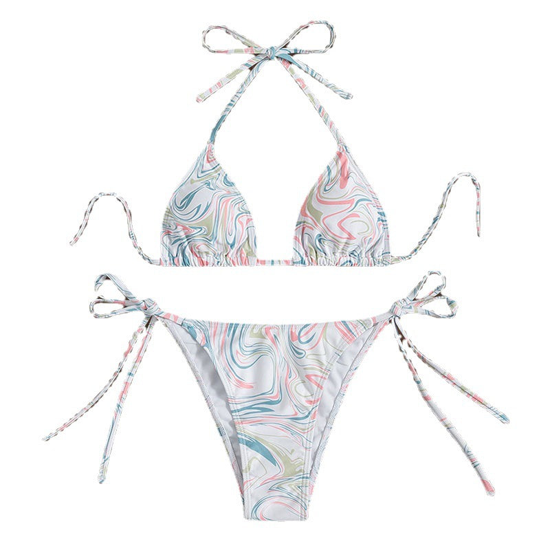 Dame Triangel-Bikini-sæt med legende vikledesign og løse bindebånd Stilla