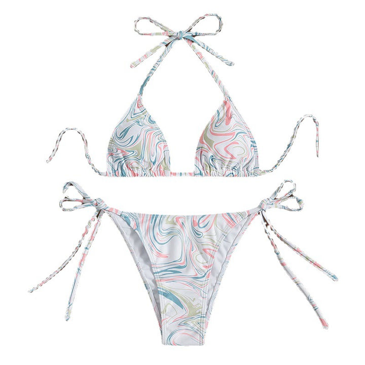 Dame Triangel-Bikini-sæt med legende vikledesign og løse bindebånd Stilla
