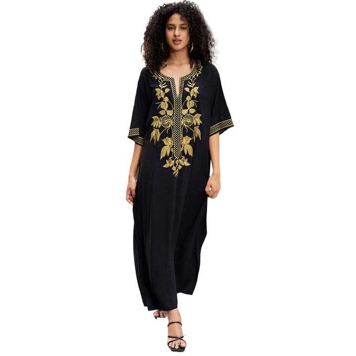 Dame Kaftan med kunstnerisk guld broderi Stilla